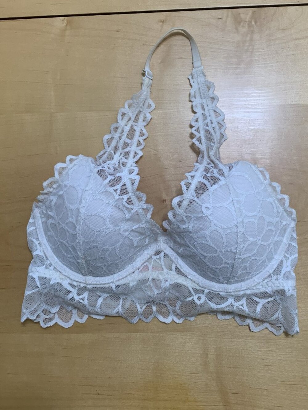 PINK  by Victoria Secret HALTER White Lacey Bra Size S